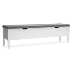 Klinte Bänk Mdf Vitlack Tyg Chelsea Ljusgrå 160 Cm