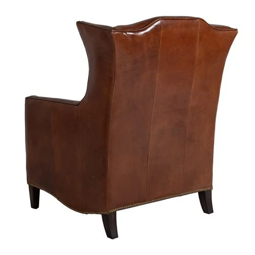 Vintage öronlappsfåtölj Läder Brun 5 Vintage öronlappsfåtölj Läder Brun - Bild 3