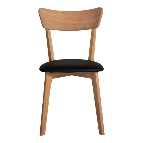 Diana Stol Oljad Ek Med Sits I Svart Konstläder 4 Diana Stol Oljad Ek Med Sits I Svart Konstläder - Bild 2