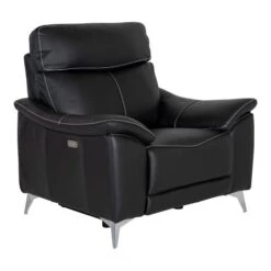 Algarve Reclinerfåtölj Läder Svart B107 Cm