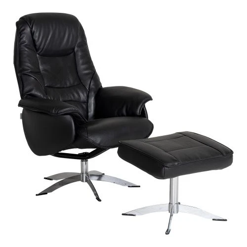Senator Snurrfåtölj Med Pall Skinn Svart 3 Senator Snurrfåtölj Med Pall Skinn Svart