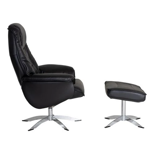 Senator Snurrfåtölj Med Pall Skinn Svart 4 Senator Snurrfåtölj Med Pall Skinn Svart - Bild 2