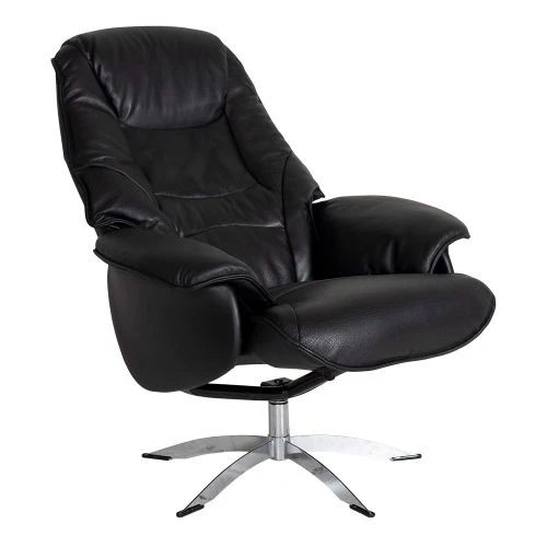 Senator Snurrfåtölj Med Pall Skinn Svart 6 Senator Snurrfåtölj Med Pall Skinn Svart - Bild 4