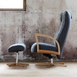 Focus Fåtölj Med Pall Och Snurrfot Ek Och Fårskinn Grå 7 Focus Fåtölj Med Pall Och Snurrfot Ek Och Fårskinn Grå -Pal Shop 022755 3