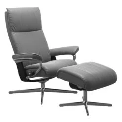 Stressless Aura M Fåtölj Med Pall Läder Grå