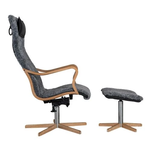 Chic Fåtölj Med Pall Fårskinn Grå 4 Chic Fåtölj Med Pall Fårskinn Grå - Bild 2