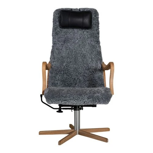 Chic Fåtölj Med Pall Fårskinn Grå 5 Chic Fåtölj Med Pall Fårskinn Grå - Bild 3