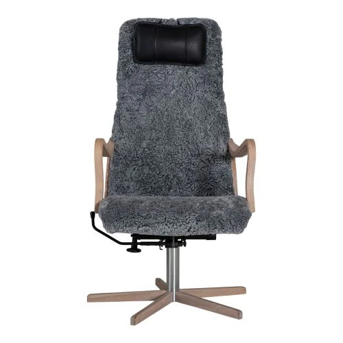 Chic Fåtölj Med Pall Fårskinn Grå/vitpigmenterad 4 Chic Fåtölj Med Pall Fårskinn Grå/vitpigmenterad - Bild 3