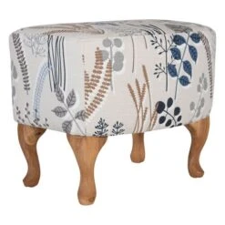 Elin Fotpall Tyg Blå/ Ek Natur