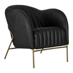 Mini Fåtölj Läder Svart/mässing