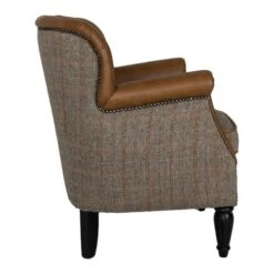 Evanton Fåtölj Läder Brun/ulltyg Melerad -Pal Shop 024047 evanton 2