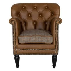 Evanton Fåtölj Läder Brun/ulltyg Melerad -Pal Shop 024047 evanton 3