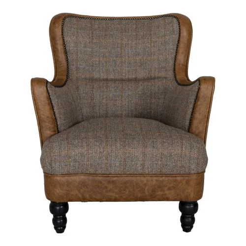 Errol Fåtölj Ulltyg Melerad/ Läder Brun 5 Errol Fåtölj Ulltyg Melerad/ Läder Brun - Bild 3