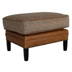 Wing Fotpall Läder Brun/ulltyg Melerad