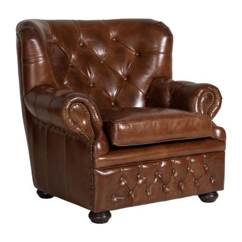 Vintage Chesterfield Fåtölj Hög Läder Brun 3 Vintage Chesterfield Fåtölj Hög Läder Brun