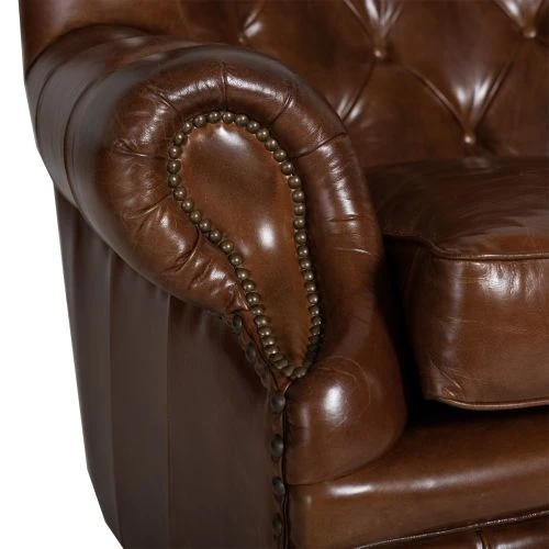 Vintage Chesterfield Fåtölj Hög Läder Brun 8 Vintage Chesterfield Fåtölj Hög Läder Brun - Bild 6