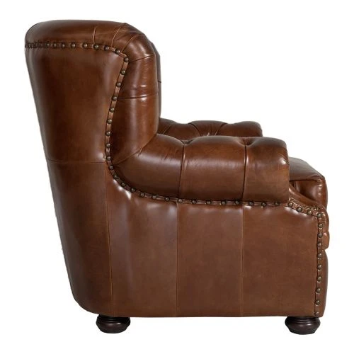Vintage Chesterfield Fåtölj Hög Läder Brun 5 Vintage Chesterfield Fåtölj Hög Läder Brun - Bild 3