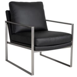 Tozer Fåtölj Skinn Svart/ben Stål