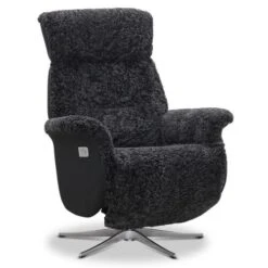 Lissabon Elstyrd Reclinerfåtölj Fårskinn Mörkgrå