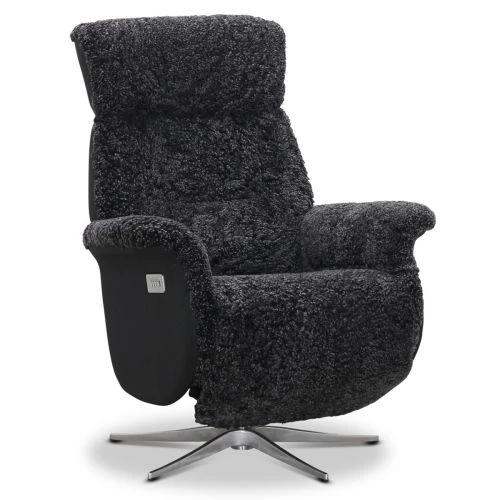 Lissabon Elstyrd Reclinerfåtölj Fårskinn Mörkgrå 3 Lissabon Elstyrd Reclinerfåtölj Fårskinn Mörkgrå