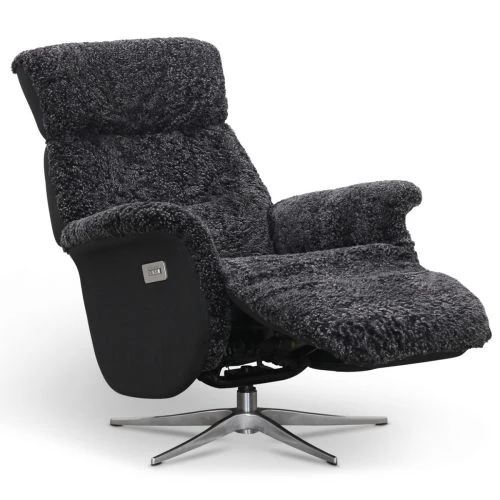Lissabon Elstyrd Reclinerfåtölj Fårskinn Mörkgrå 4 Lissabon Elstyrd Reclinerfåtölj Fårskinn Mörkgrå - Bild 2