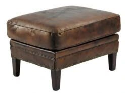 Vintage Fotpall Läder Brun