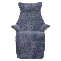 Air Snurrfåtölj Med Fotstöd Fårskinn Grå