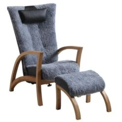 Focus Fåtölj Med Pall Fårskinn Grå