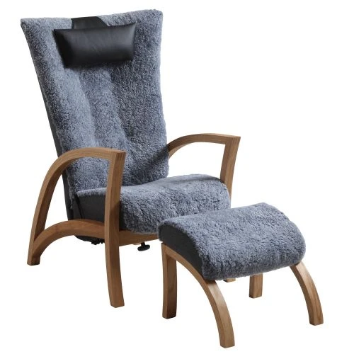 Focus Fåtölj Med Pall Fårskinn Grå 3 Focus Fåtölj Med Pall Fårskinn Grå