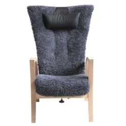 Focus Fåtölj Med Pall Ek Whitewash Grå Fårskinn -Pal Shop focus 019156 2