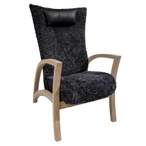 Focus Fåtölj Med Pall Fårskinn Koks 4 Focus Fåtölj Med Pall Fårskinn Koks - Bild 2