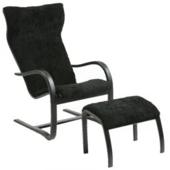 Gazell Fåtölj Med Pall I Fårskinn