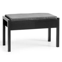 Zitti Hallbänk Svartlackad/läder Svart