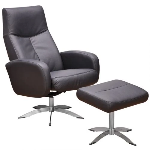 Harlem Skinnfåtölj Med Pall Svart 3 Harlem Skinnfåtölj Med Pall Svart