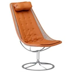 Jetson 66 Fåtölj Väv Natur Och Läder Konjak