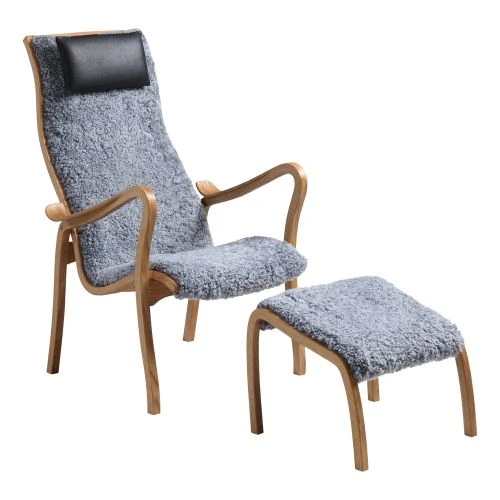 Kaptenen Fåtölj Med Pall Fårskinn Grå 3 Kaptenen Fåtölj Med Pall Fårskinn Grå