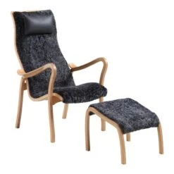 Kaptenen Fåtölj Med Pall Fårskinn Koks