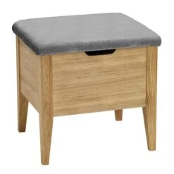 Klinte Bänk Mdf Oljad Ek Tyg Chelsea Ljusgrå 45 Cm