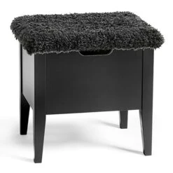 Klinte Bänk Mdf Svartlack Fårpäls 45 Cm