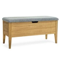 Klinte Bänk Mdf Oljad Ek Tyg Chelsea Ljusgrå 90 Cm