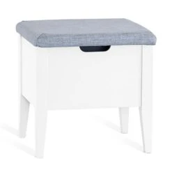 Klinte Bänk Mdf Vitlack Tyg Chelsea Ljusgrå 45 Cm