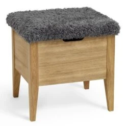 Klinte Bänk Mdf Oljad Ek Fårpälsöverdrag 45 Cm