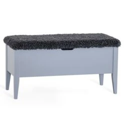 Klinte Bänk Mdf Grålack Fårpälsöverdrag 90 Cm