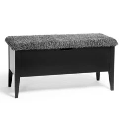 Klinte Bänk Mdf Svartlack Fårpäls 90 Cm