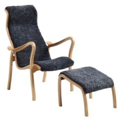 Torparen Fåtölj Med Pall Fårskinn Koks