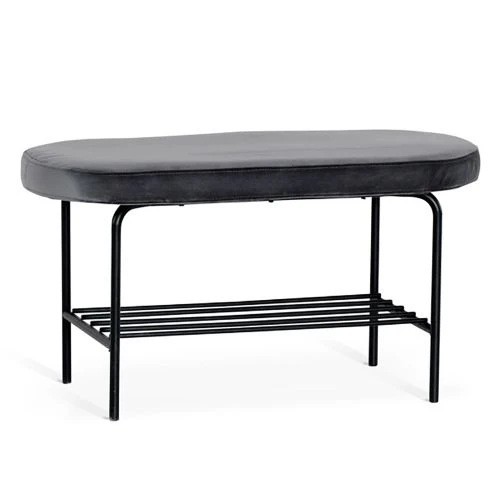 Town Hallbänk Sammet Grå/metall Svart -Pal Shop town allbank gra web